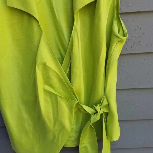 Coldwater Creek 100% Silk Green Wrap Blouse size XL - Picture 5 of 8